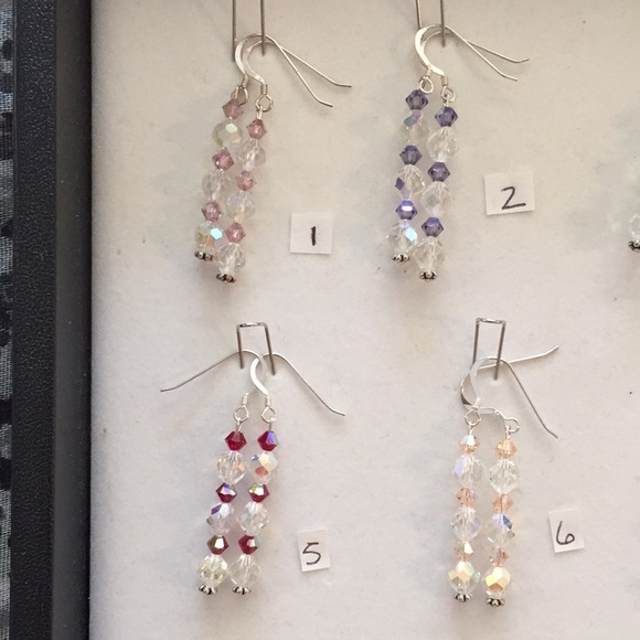 Handmade Line Sterling Silver Crystal Earrings - Picture 5 of 12